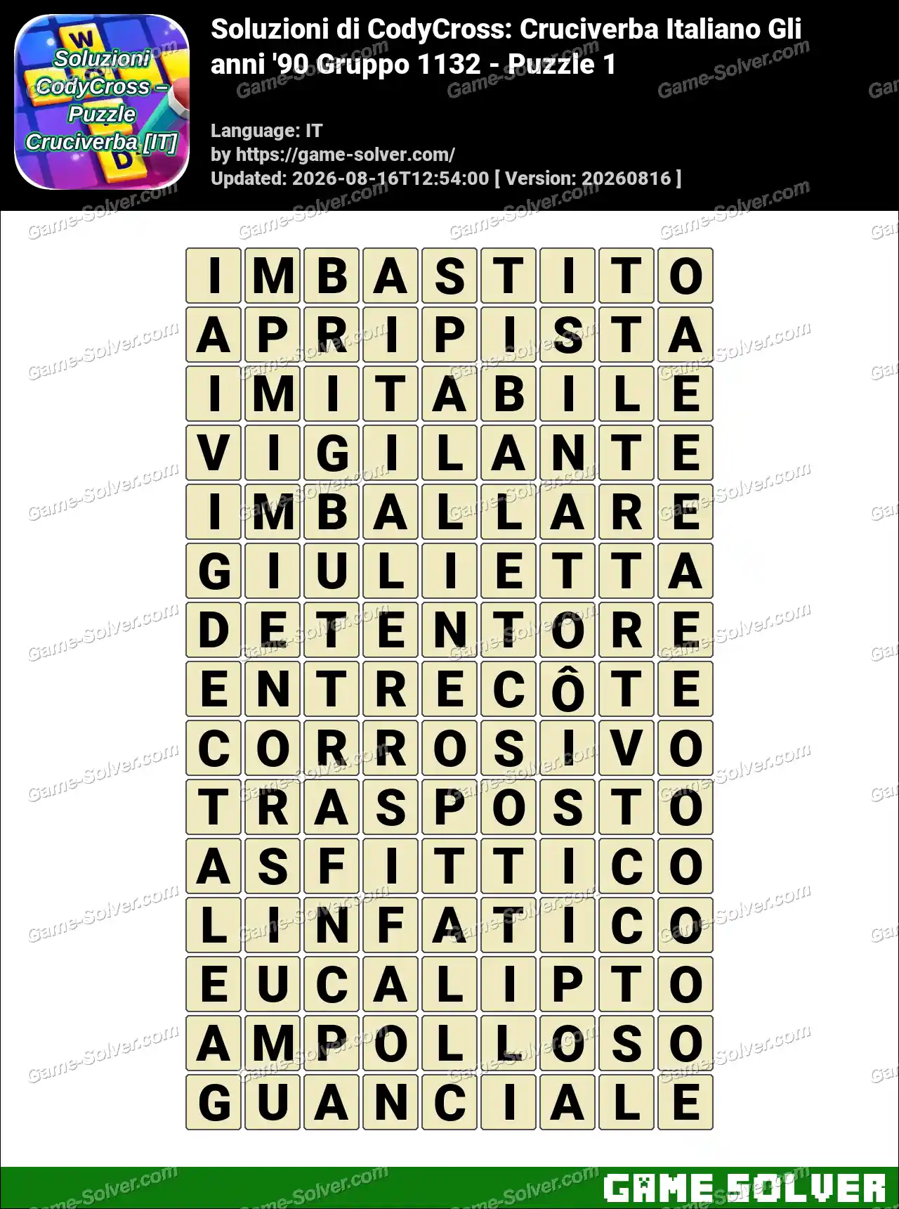 Soluzioni di CodyCross: Cruciverba Italiano Gli anni ’90 Gruppo 1132 – Puzzle 1